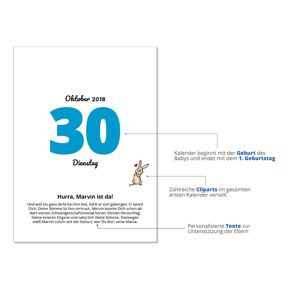 Baby Ratgeber personalisiert - Mein 1. Kalender