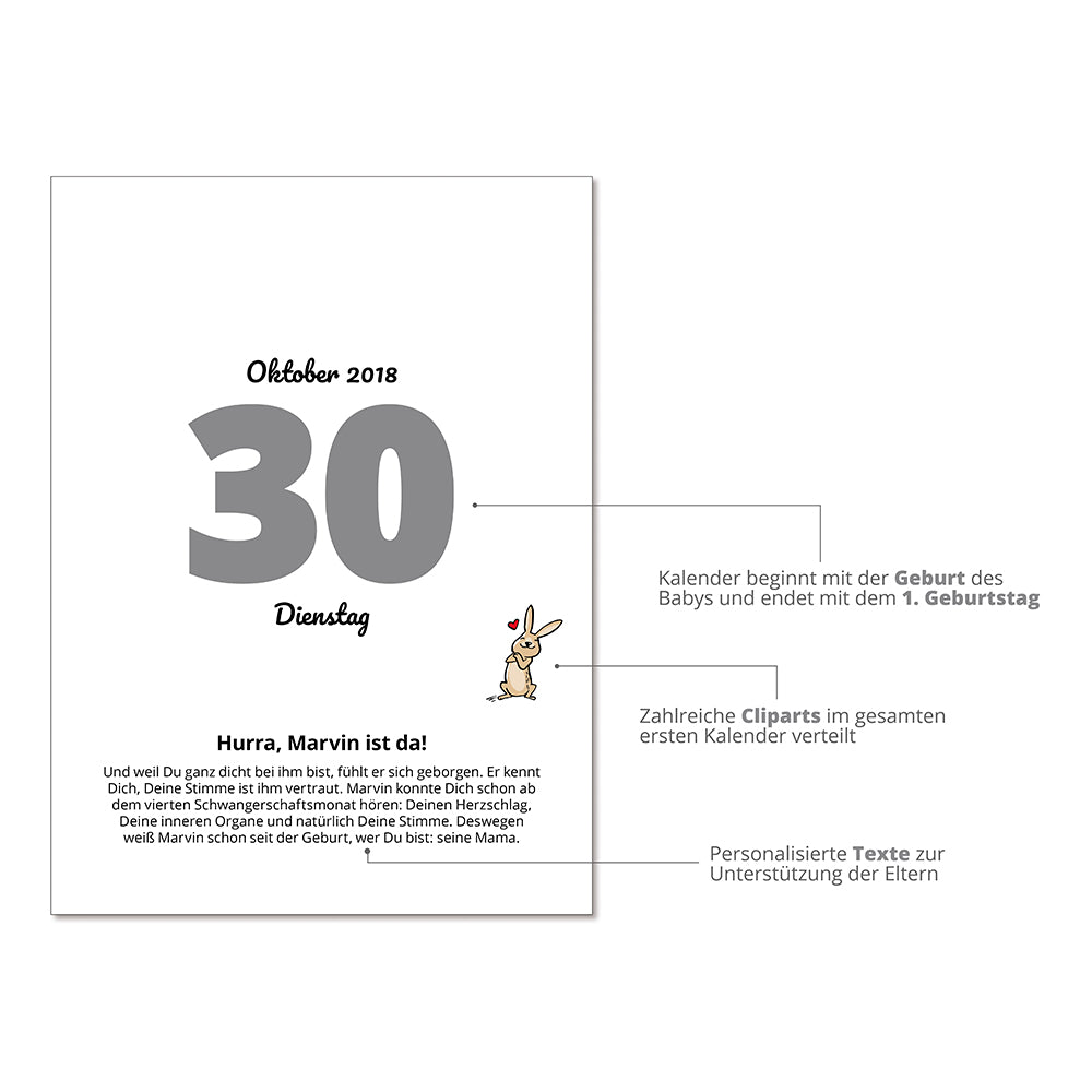 Baby Ratgeber personalisiert - Mein 1. Kalender