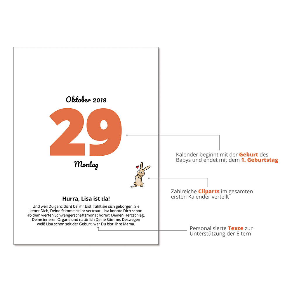 Baby Ratgeber personalisiert - Mein 1. Kalender