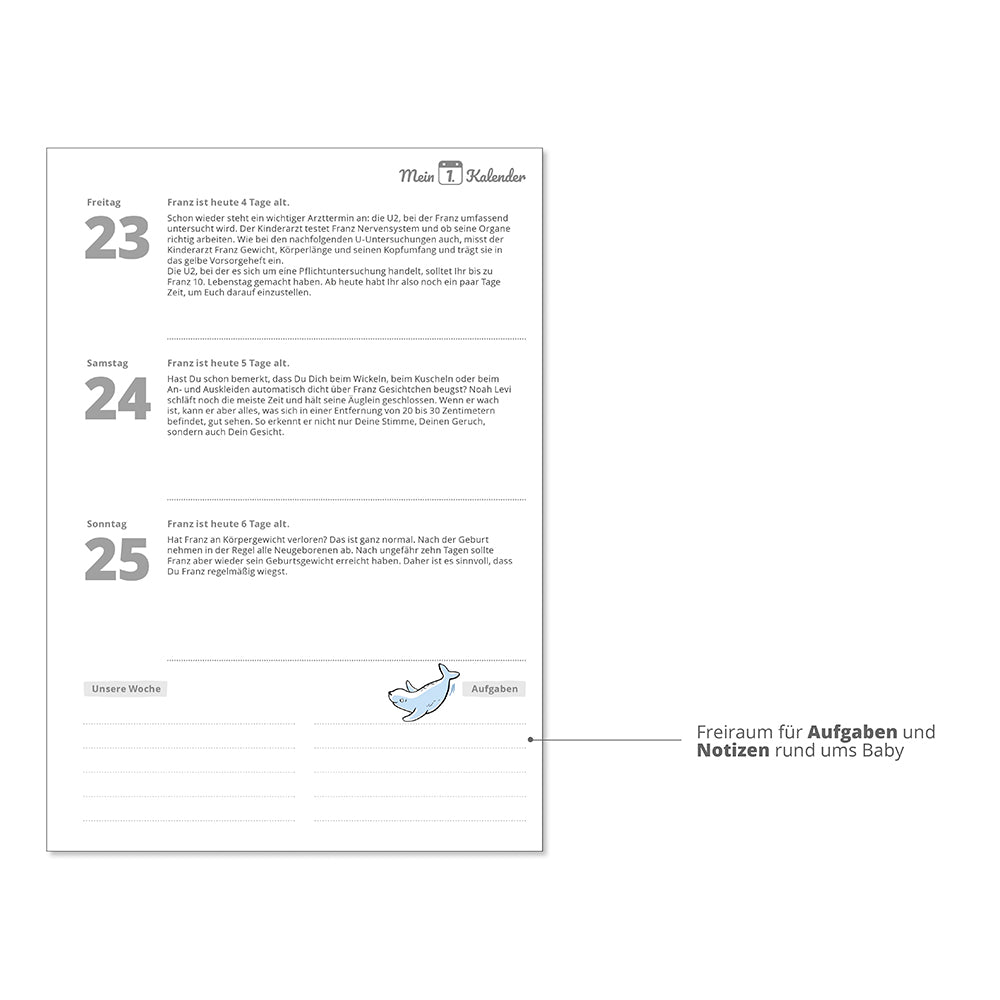 Baby Tagebuch personalisiert - Mein 1. Kalender
